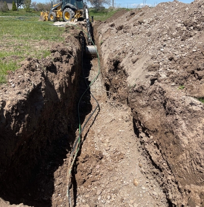 excavation for installation of electrical utilities