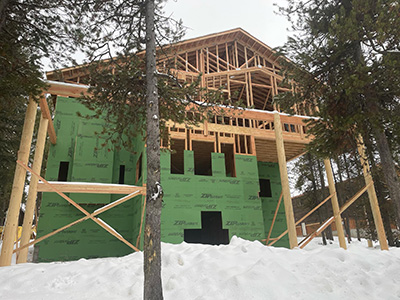 Framing a custom cabin back entrance in Island Park