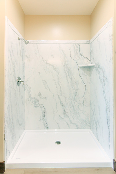 Custom home master bathroom large walk-in shower
