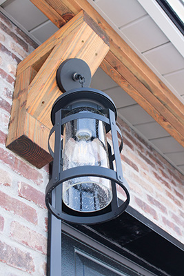 Custom home with custom lighting details on the exterior