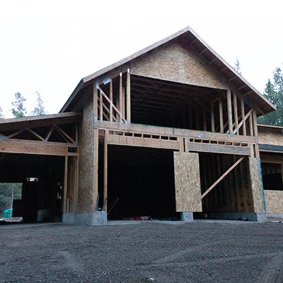under construction shop with extra garage space